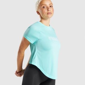NEW gymshark SPEED GRAPHIC T-SHIRT bright turquoise